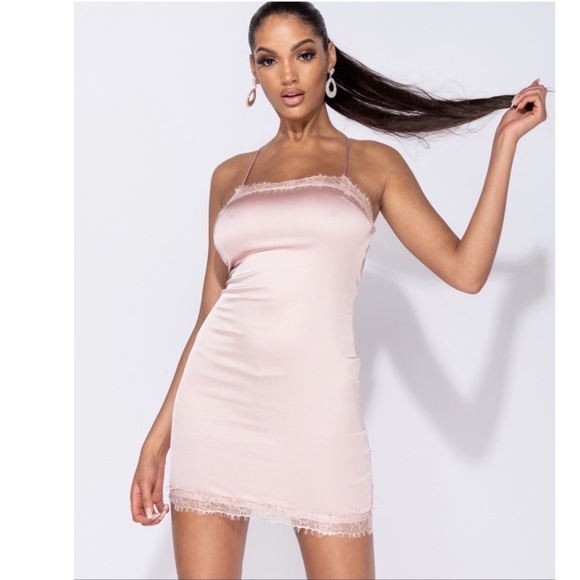 satin lace cami dress